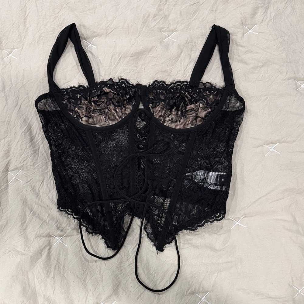 Elegant Black Lace Corset Top